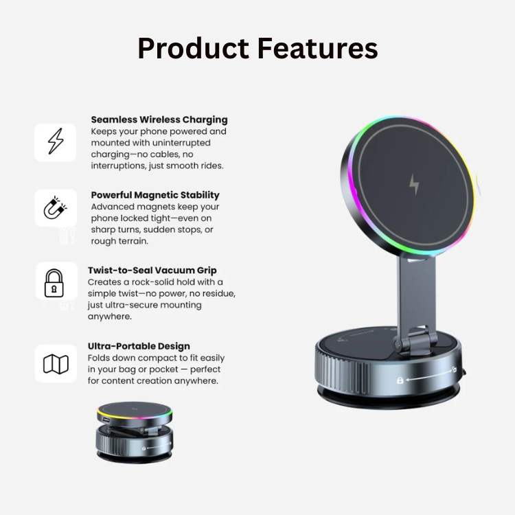 Trådløs oplader med 360-graders magnetisk funktion