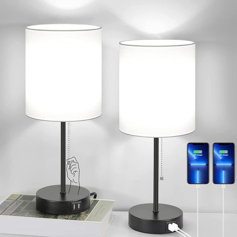 Moderne Natlamper med USB og AC - Stilfuld Opladning