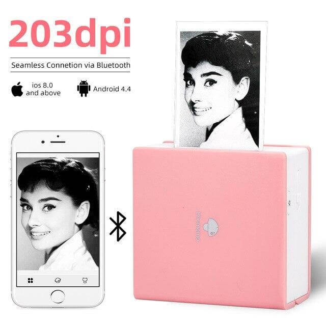 Trådløs lomme størrelse label foto printer