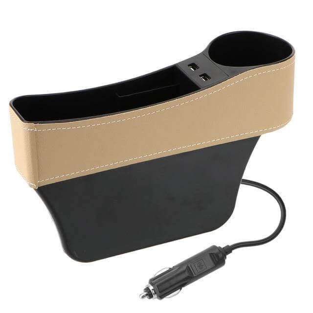 Læder USB Oplader Bil Sæde Kløft Organizer