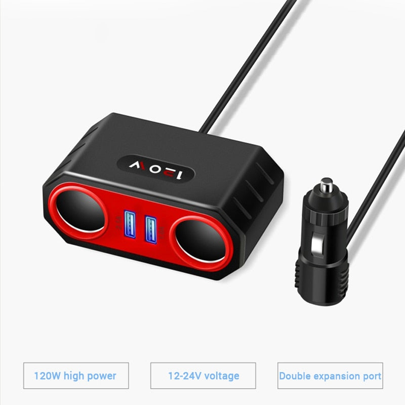 Dubbel USB-strömadapter för bil