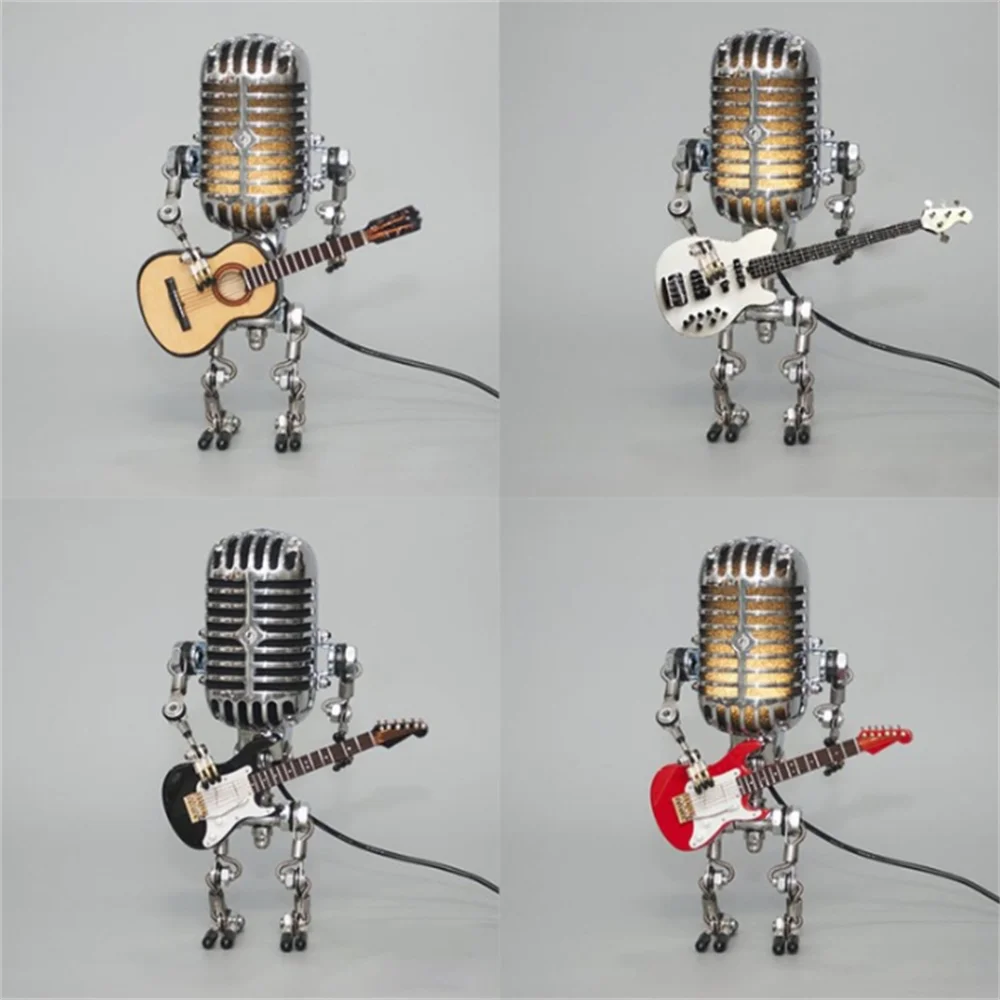 Unik Robotlampe med Justerbart Lys og Guitar Design
