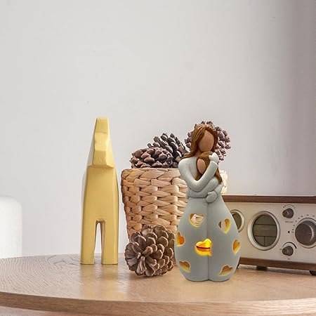 Romantisk Bordlampe i Resin med Hjertevarme og LED Lys