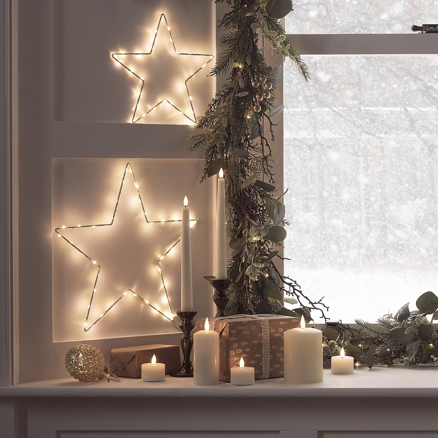 Elegant stjärndekoration med mikro-LED och timer