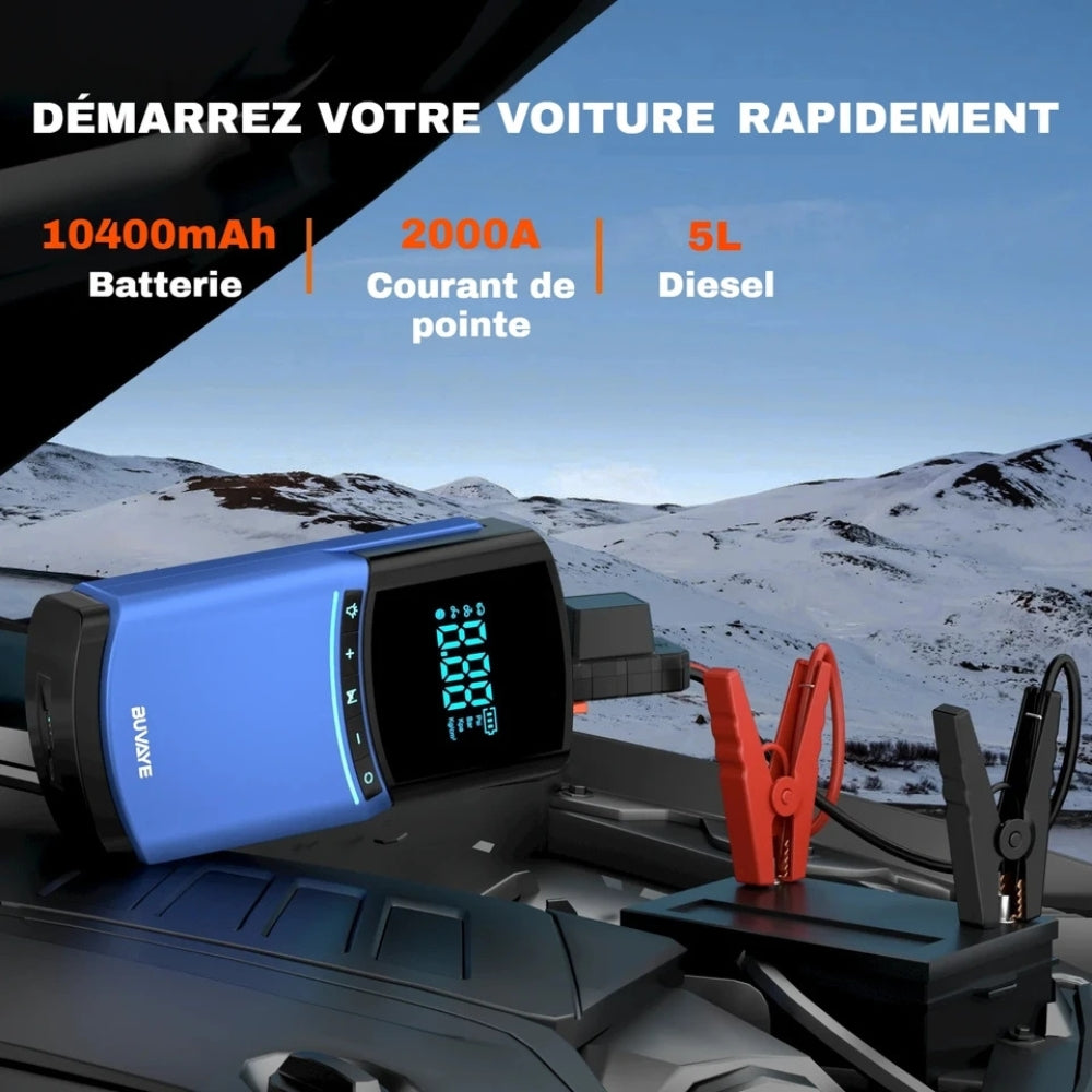 Kraftfuld og Kompakt Batteri Booster med Kompressor