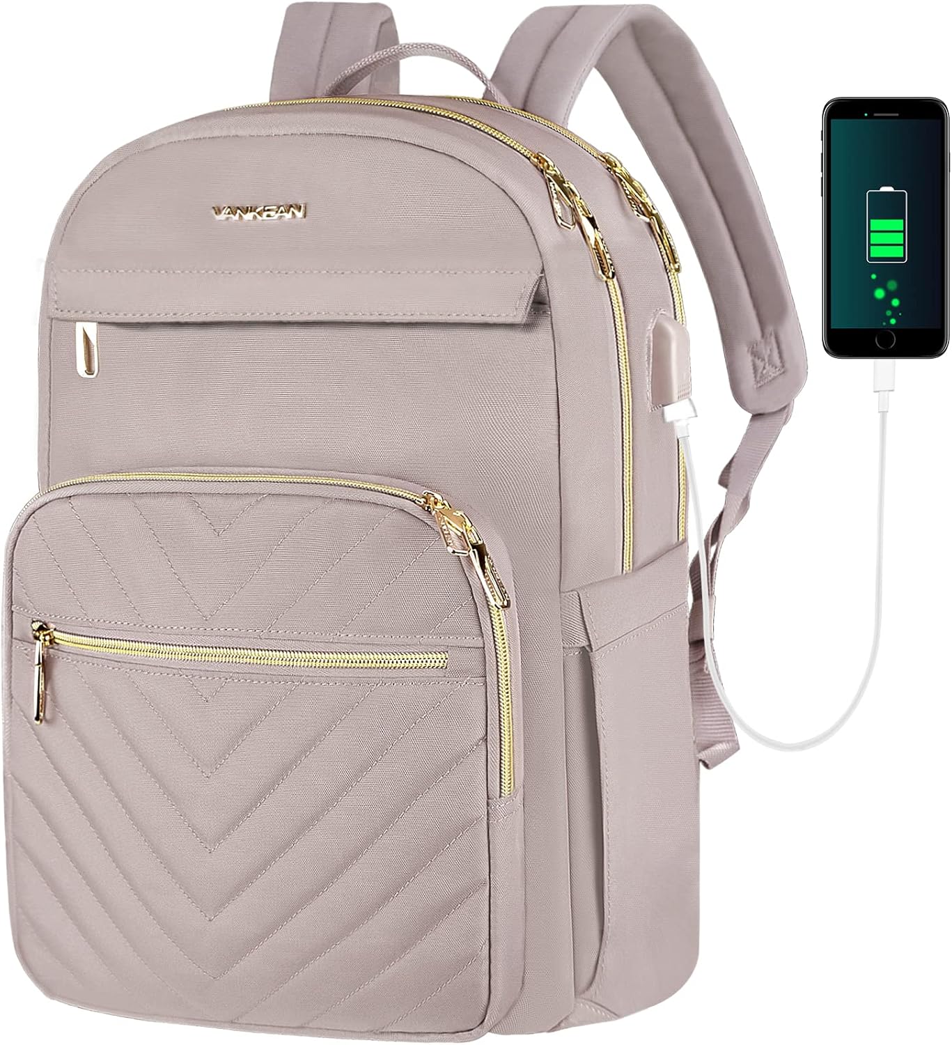 Vattentät och Lätt Laptopryggsäck med USB-Laddningsport – 15.6" Kompatibel
