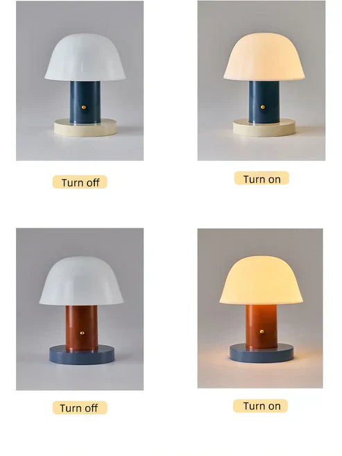 Elegant Svampeformet Bordlampe med Justerbar LED-lys