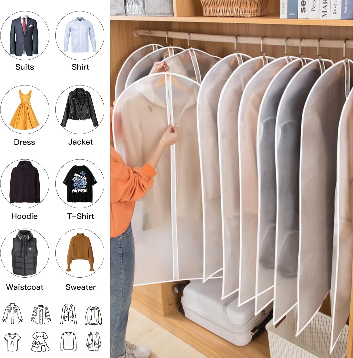 Smarta klädskyddspåsar – 12-pack i 3 storlekar (Köp 1, Få 1 GRATIS)