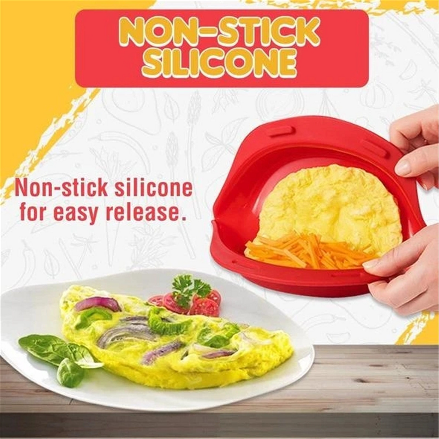 Non-stick omelettform för mikrovågsugn