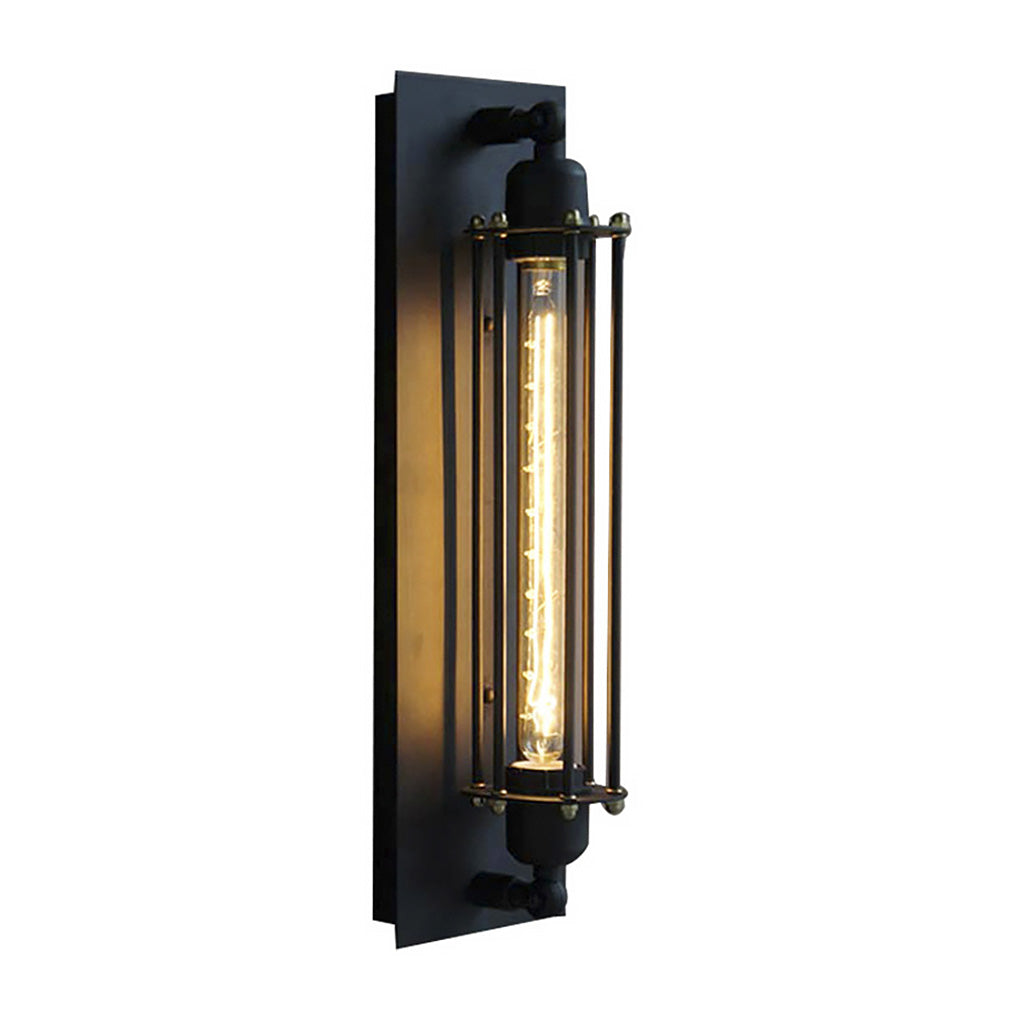 Retro Væglampe i Sort Jern med Varm LED Lys