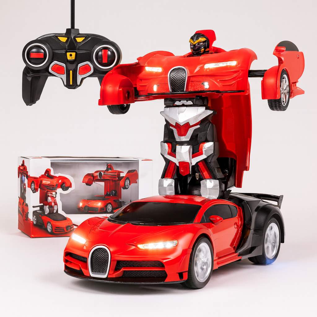 Fjernstyret Transformer Robotbil med LED og Lyd