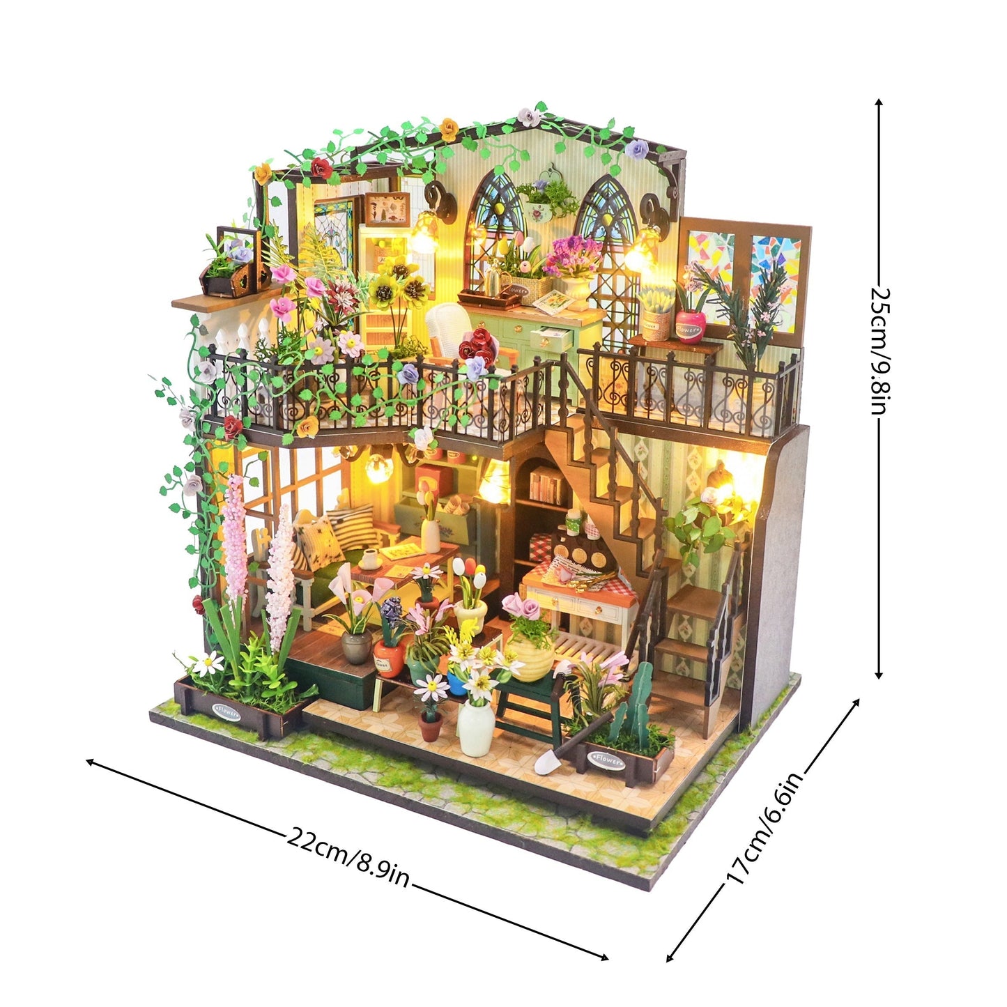 Miniature drivhus DIY med belysning – 3D puslespil til kreativ dekoration