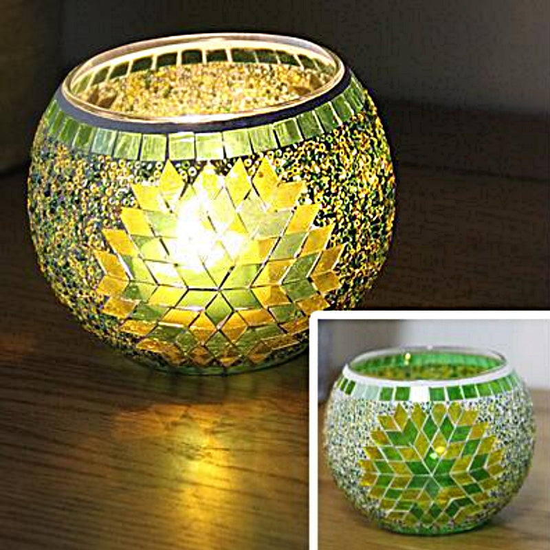 Europæisk Retro Glas Mosaik Lysestage