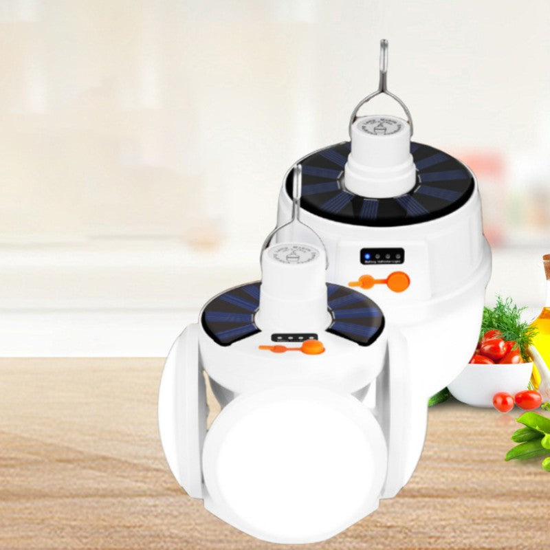 F hopfällbar multifunktionell solcellsdriven LED-lampa med 5 ljusinställningar, 2400mAh batteri för trädgård, strömavbrott, camping, fiske med mera (1 st)