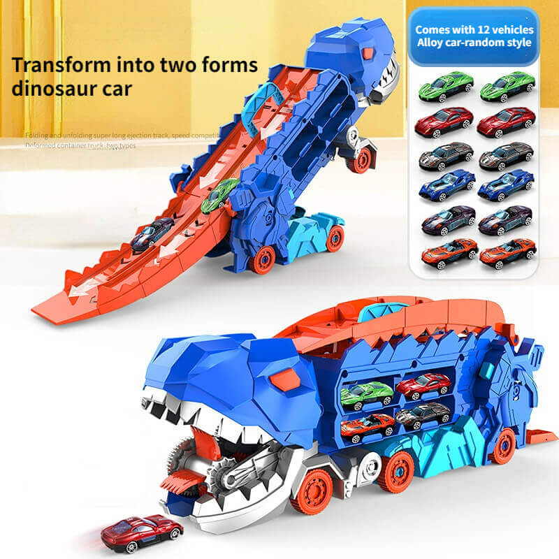 Dinosaurielastbil med racerbana - 3-i-1 Lekupplevelse
