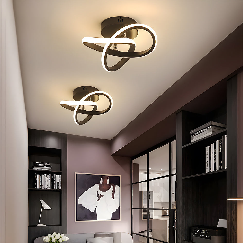 Moderne LED Loftslampe i Sort Metal - Energibesparende Design