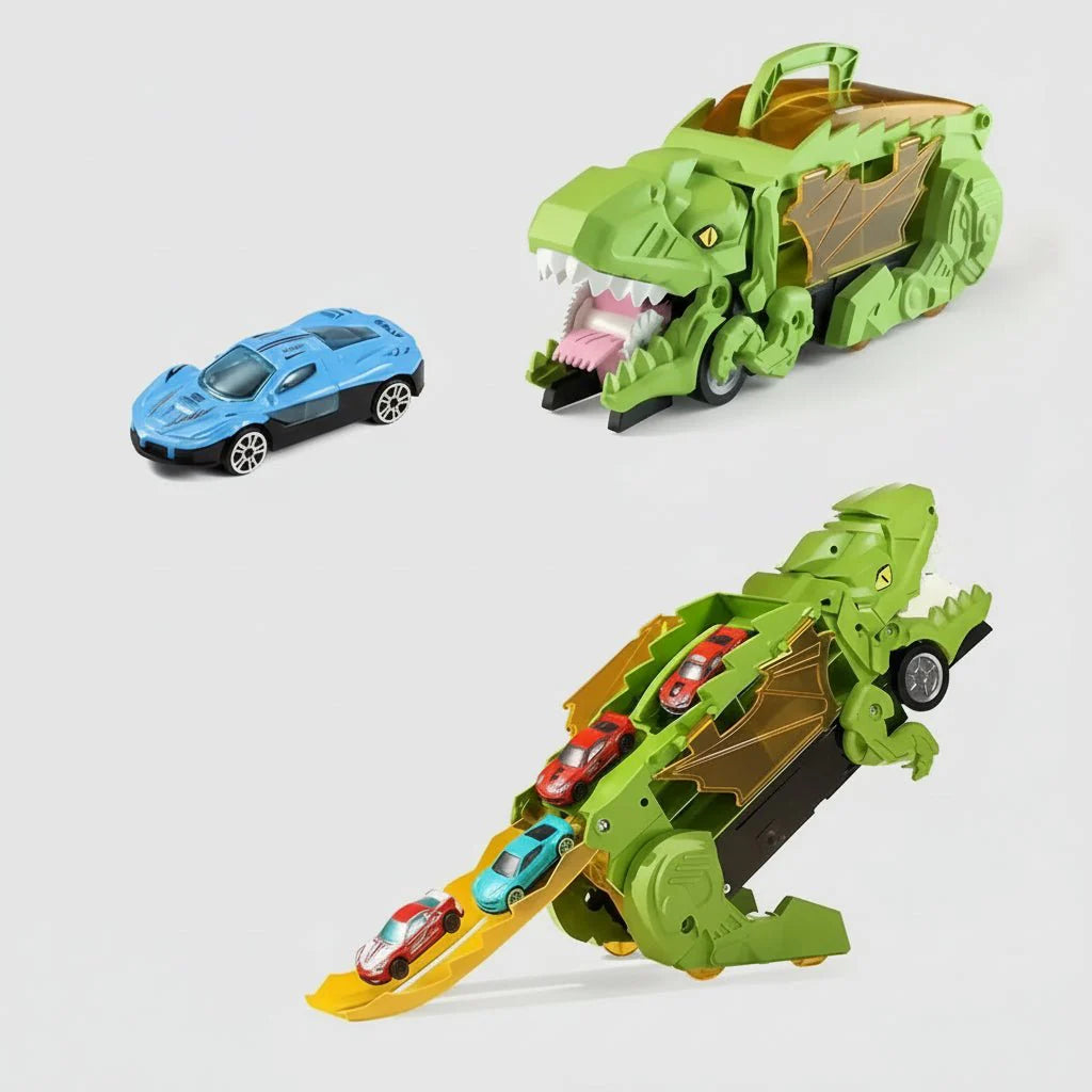 Dinosaur Biltransport: Magisk Leksak med Dubbel Racerbilbana