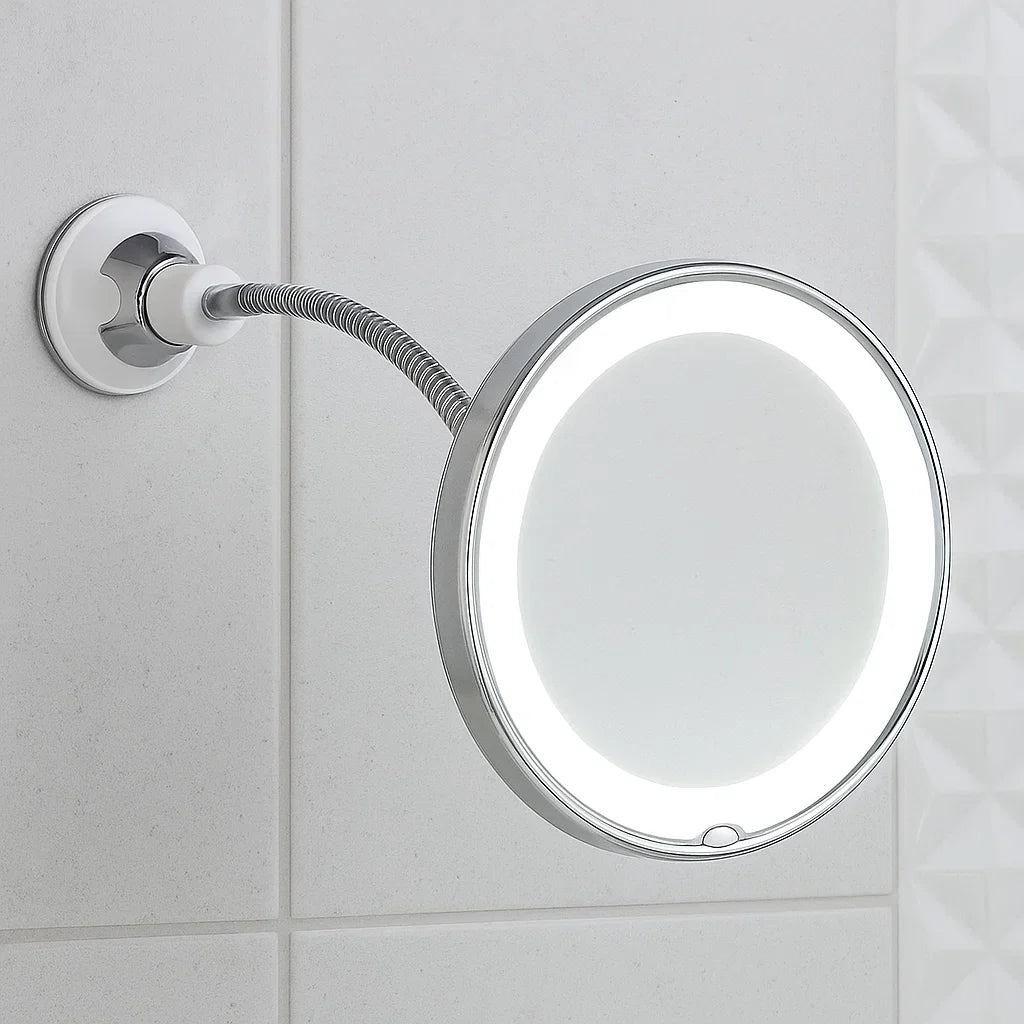 Fleksibelt LED Makeupspejl med 10x Forstørrelse