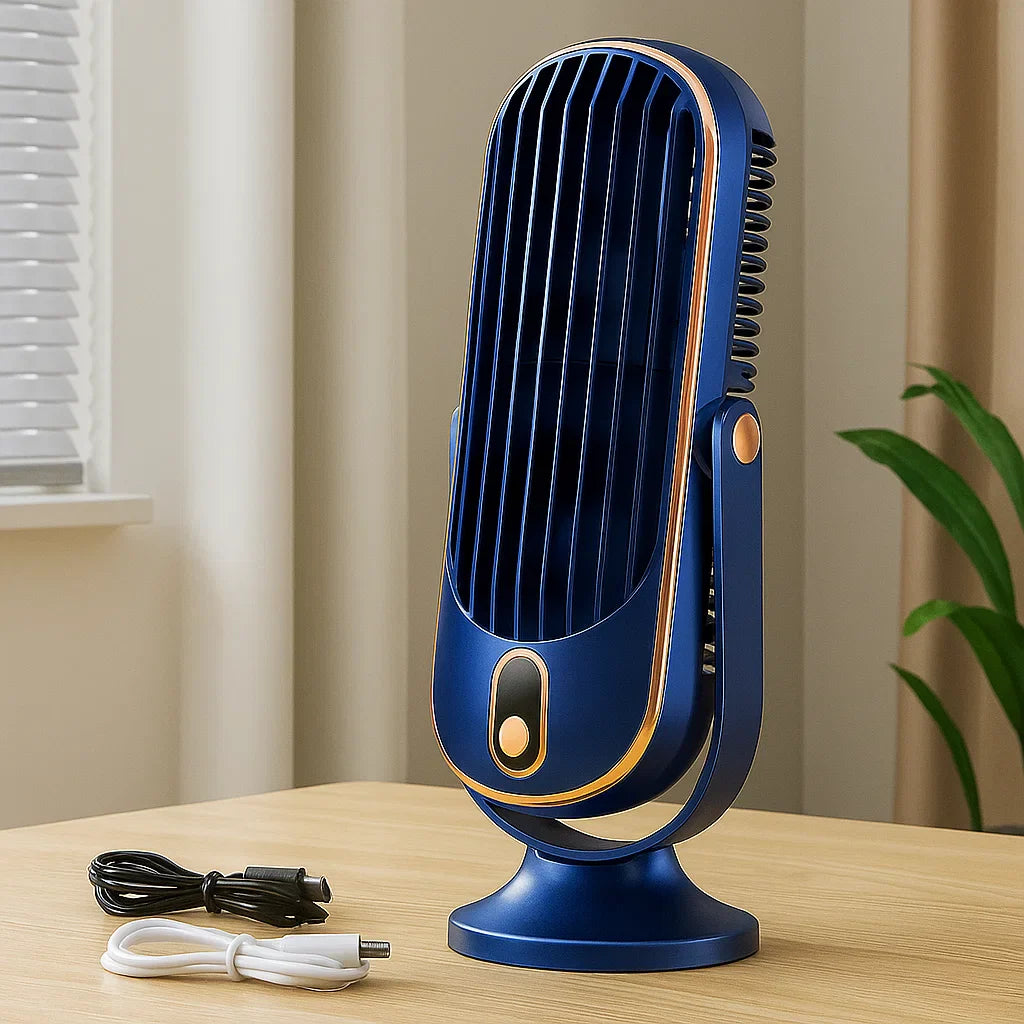 Bærbar USB Ventilator med 360° Drejefunktion og Fem Hastigheder