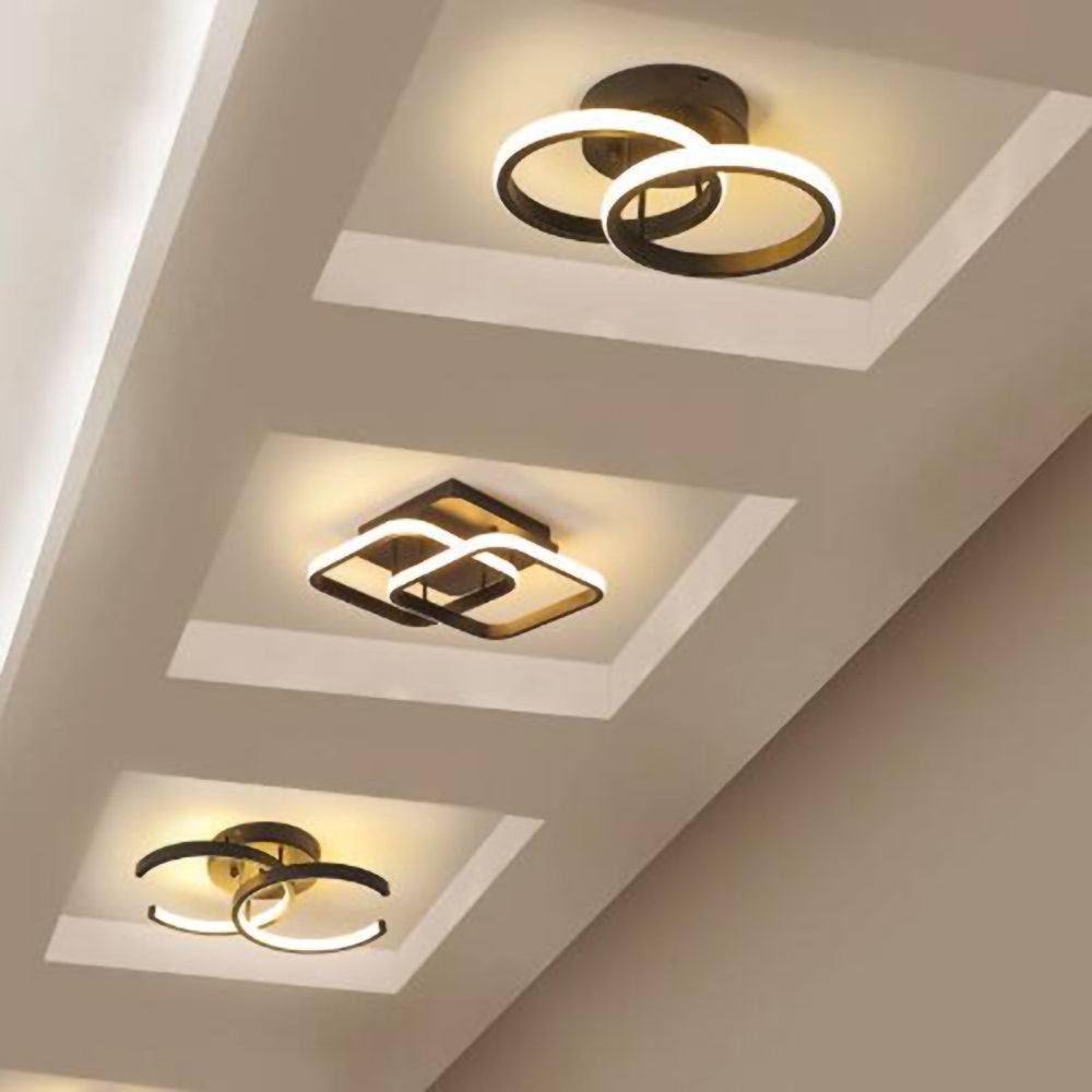 Moderne LED Loftslampe i Sort Metal - Energibesparende Design