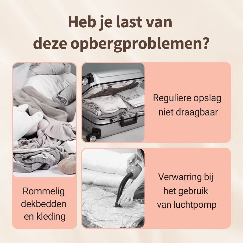 Komprimerede opbevaringsposer til organiseret opbevaring