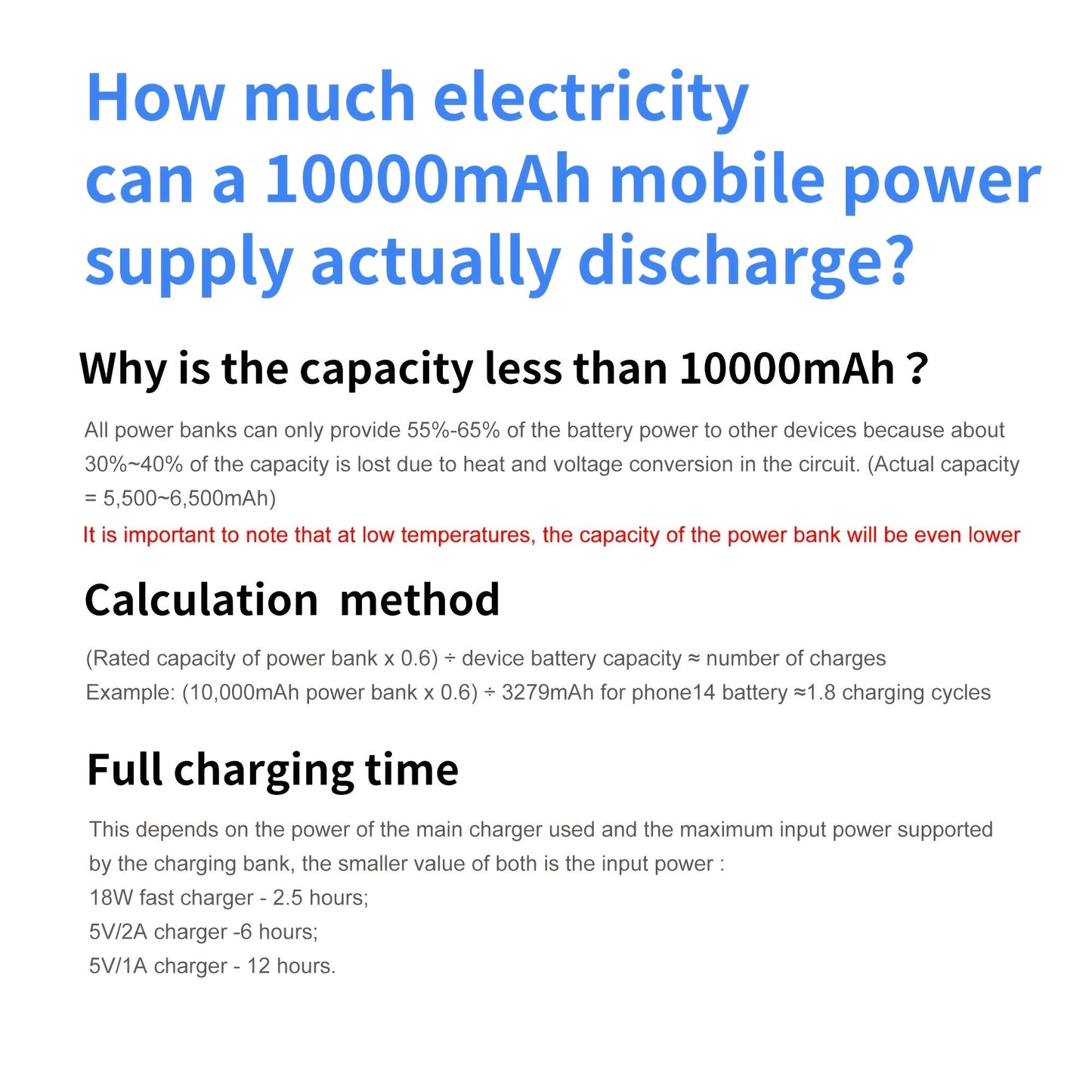 Bärbar Powerbank 10000mAh - Snabbladdning med Integrerade Kablar