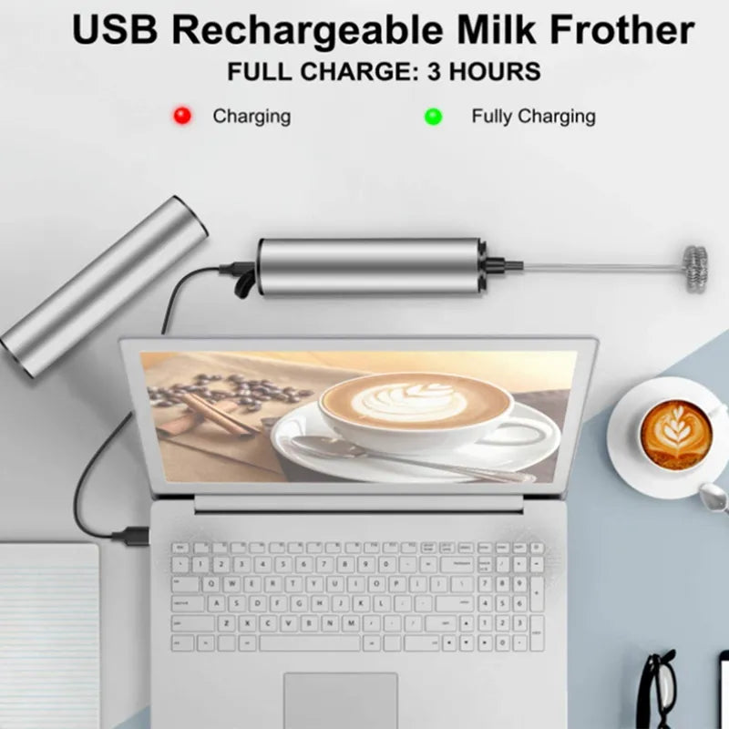 Bärbar elektrisk mjölkskummare – USB-uppladdningsbar och effektiv