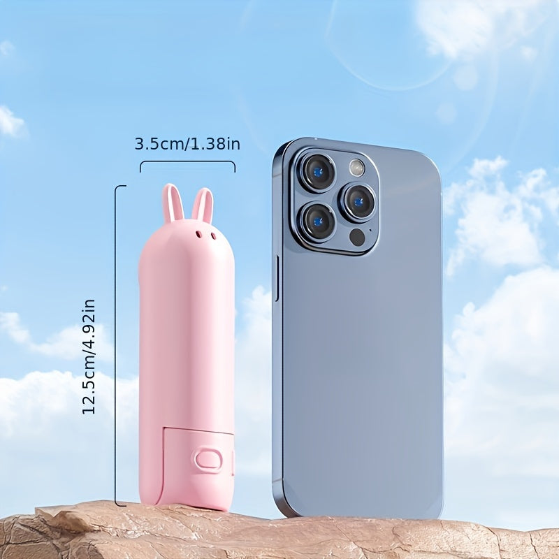 Bärbar minifläkt - 2 i 1 USB uppladdningsbar fläkt med kaninformad design för resor och sommar