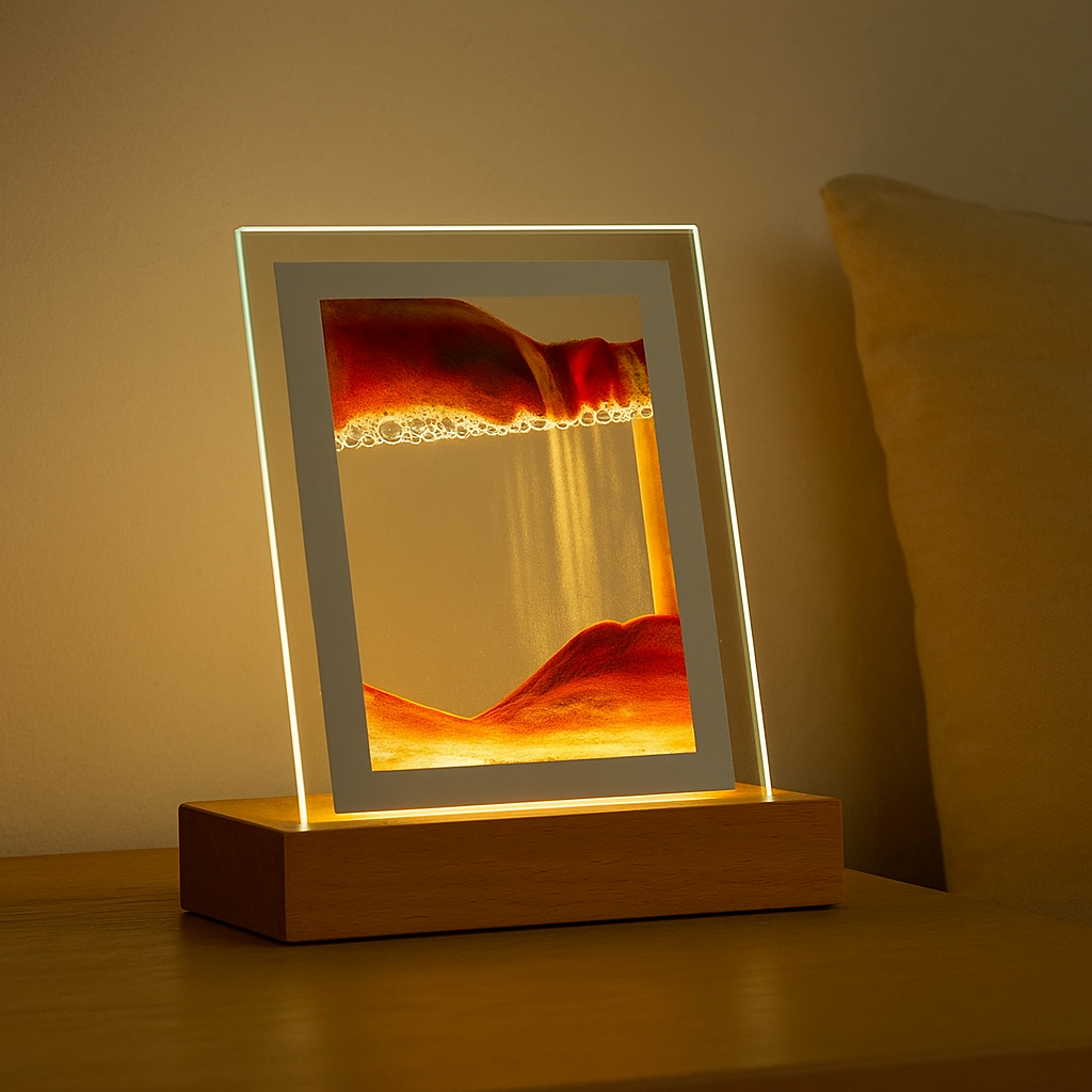 Sandkunst Lampe med Varmt LED Lys – Skab Stemning i Dit Hjem