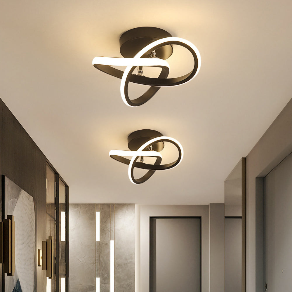 Moderne LED Loftslampe i Sort Metal - Energibesparende Design