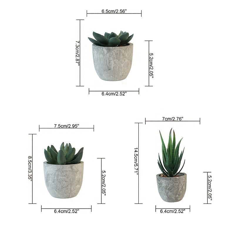 Elegant Mini Kunstplanter med Cementlook – Perfekt til Indretning