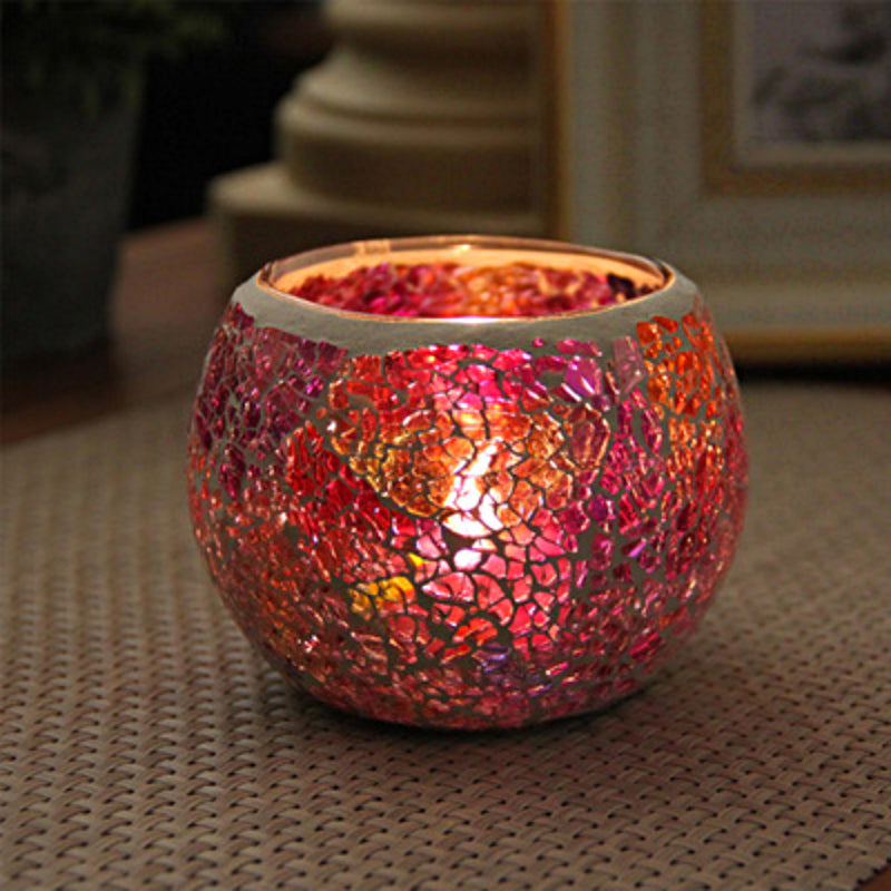 Europæisk Retro Glas Mosaik Lysestage