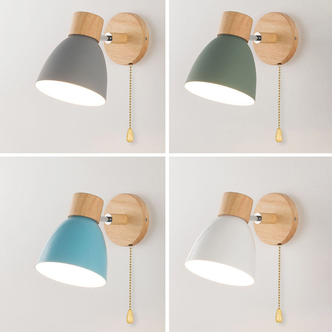 Farverig Væglampe i Jern og Træ – Justerbart Lysdesign