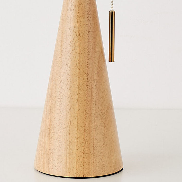 Japansk bordslampa med plisserad skärm i trä och tygdesign