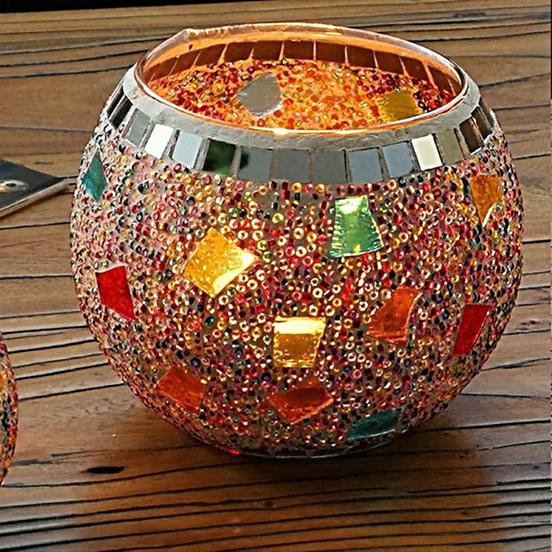 Europæisk Retro Glas Mosaik Lysestage
