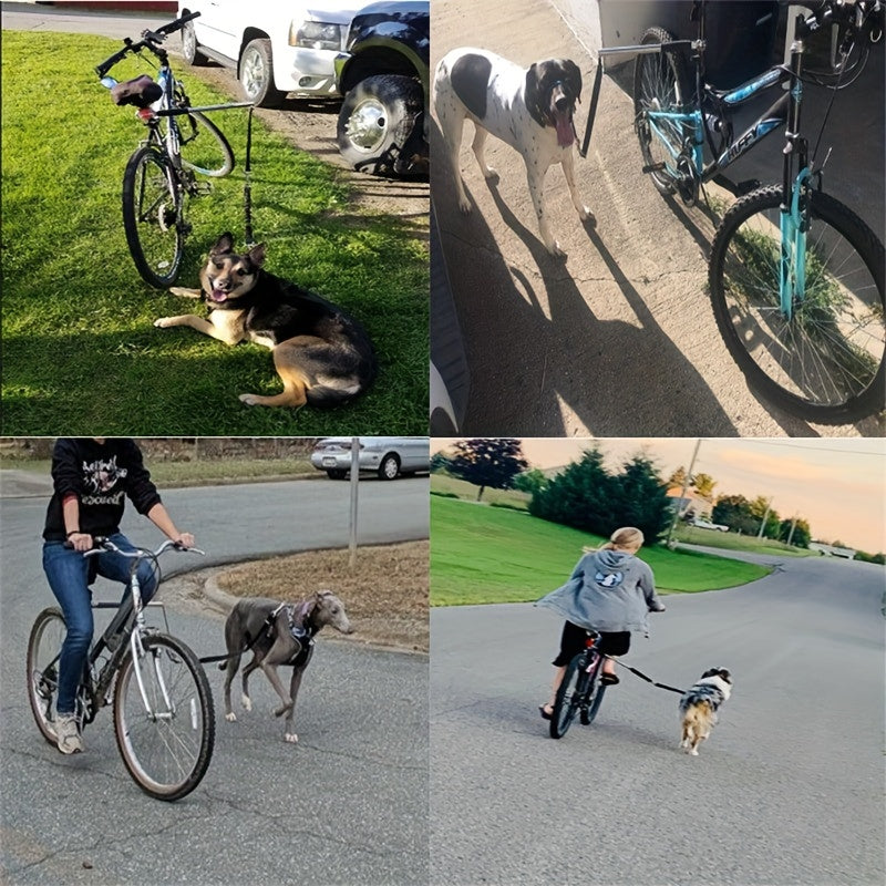 Udvidelig hundesele til cykel med aftageligt kabel og sikkerhedsdæmper