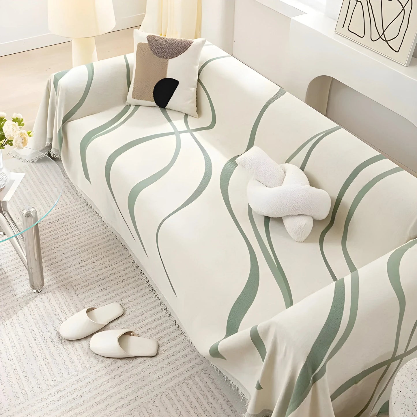 Vändbart sofföverdrag i chenille/bomull – Elegant design