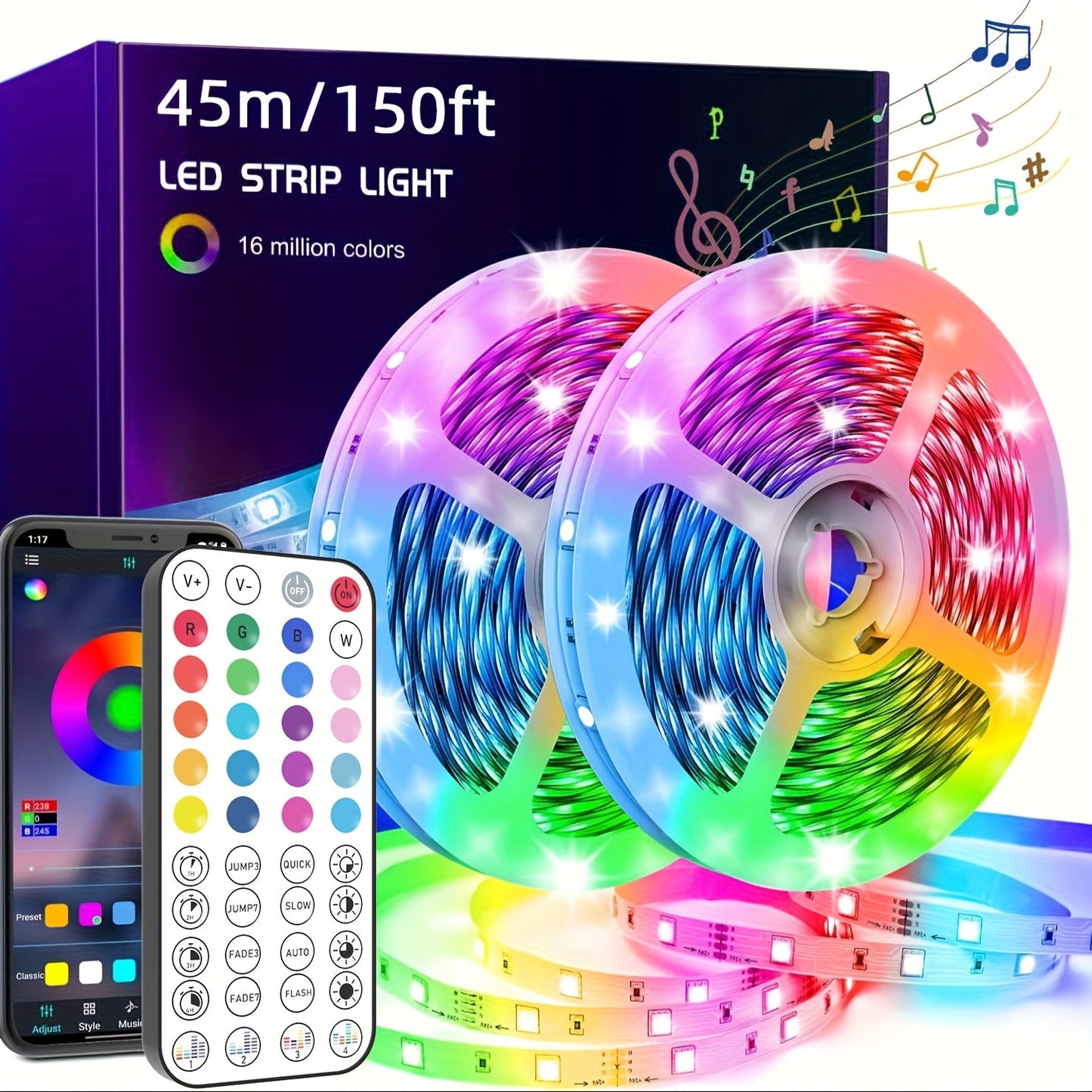 Flexibla LED-ljuslister med färgbyte och musiksynkronisering