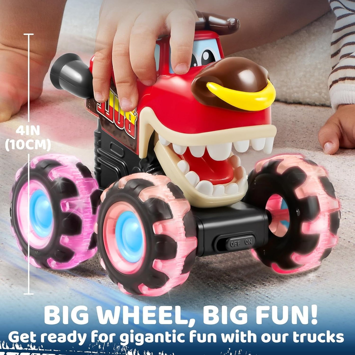 Monster Truck Legetøjssæt med LED Hjul og Tryk-Gå Funktion