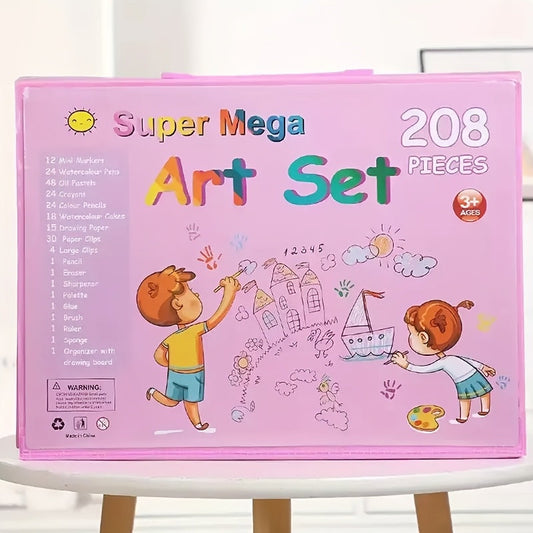 Omfattende Kunstsæt med 208 Stykker – Professionel Kvalitet til Unge Kreatører