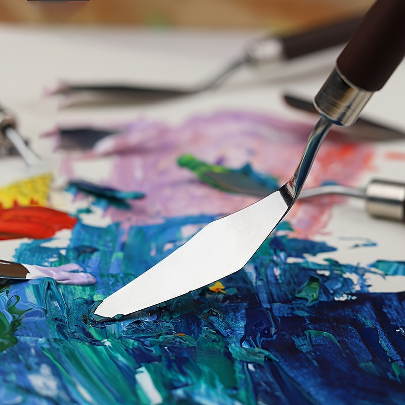 Sæt af 7 stålspartler til kunst og farveblanding