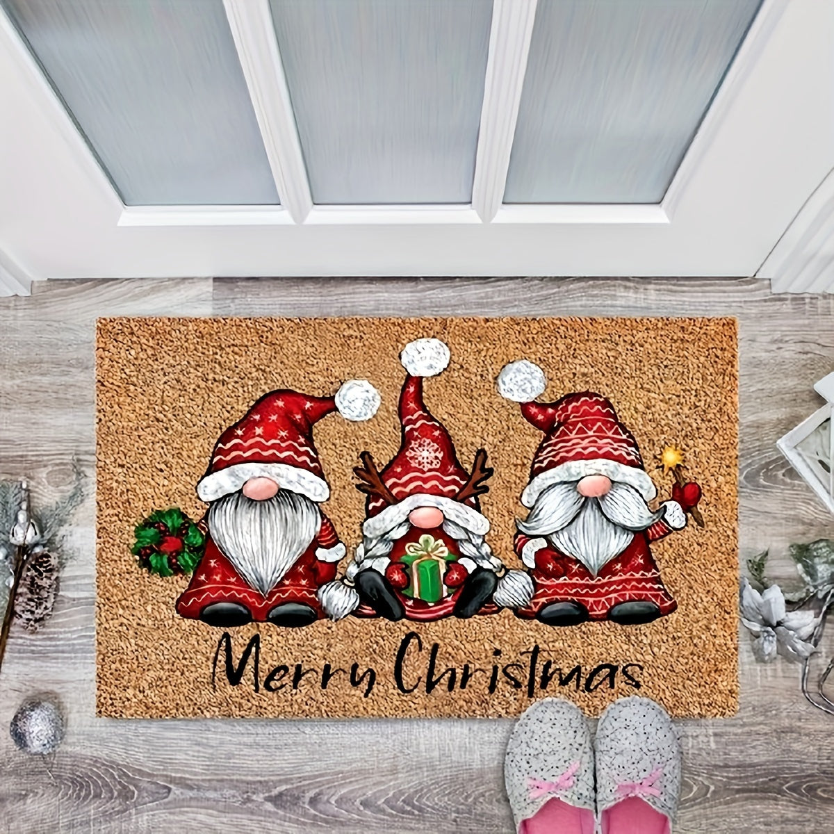 Julmatta med nisse-motiv - Hållbar och Halkfri för Hemmet