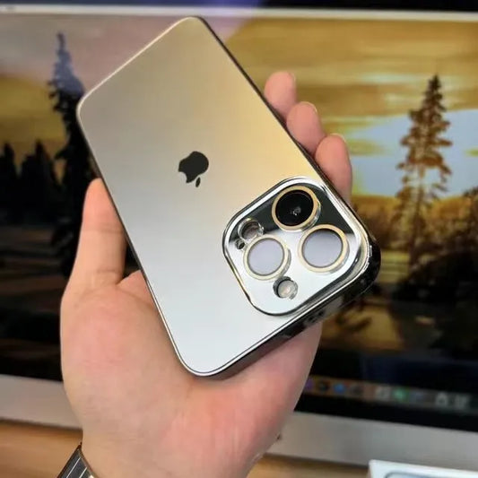 Galvaniserat matt akrylhårt glas iPhone-skyddsfodral