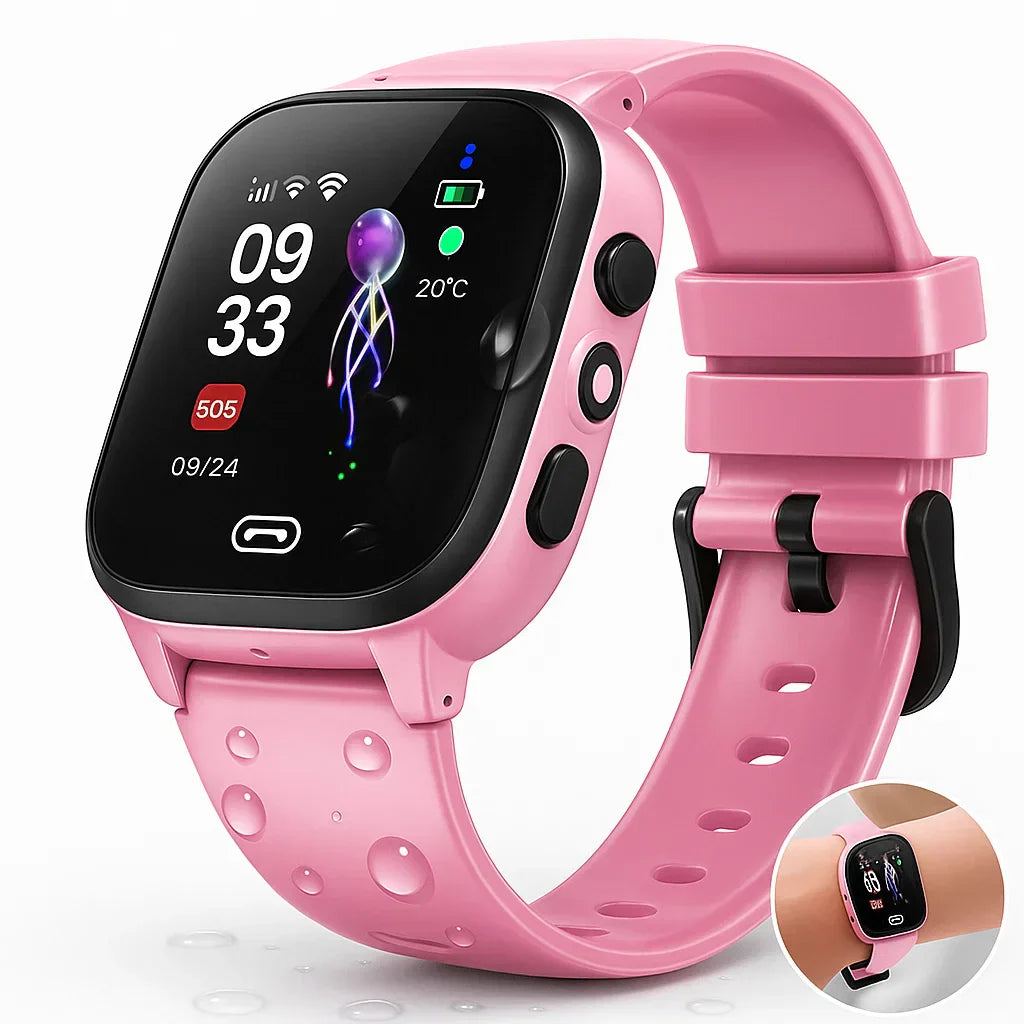 Smartwatch med GPS för barn | Vattenavvisande 4G-telefon med video och SOS