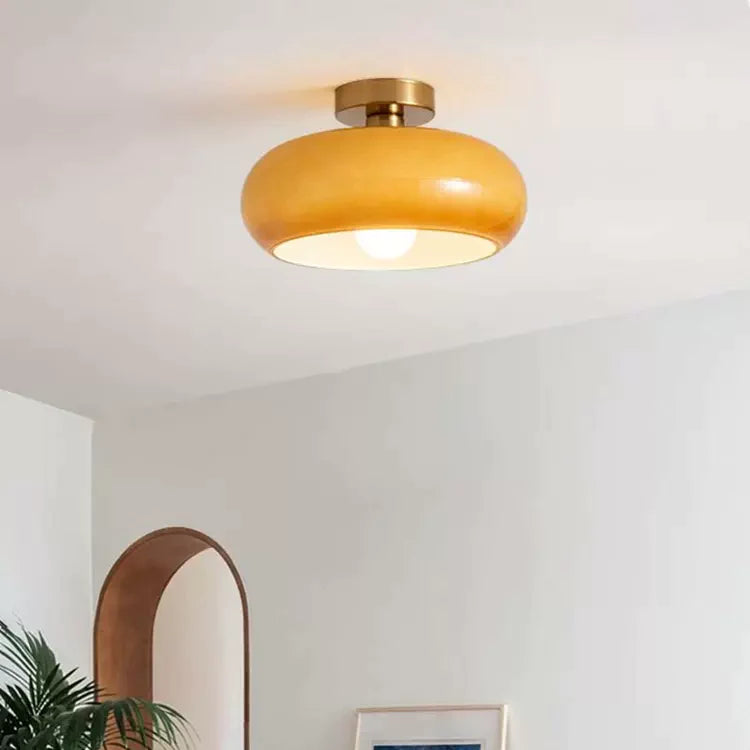 Vintage Rund Loftlampe i Glas - Tidløs Elegance & Belysning
