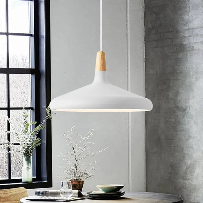Farverig Hængelampe i Aluminium & Træ - 18 cm