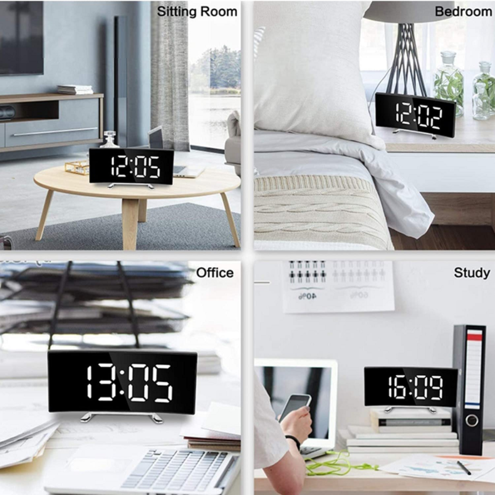 LED-väckarklocka med böjd skärm – Digital design