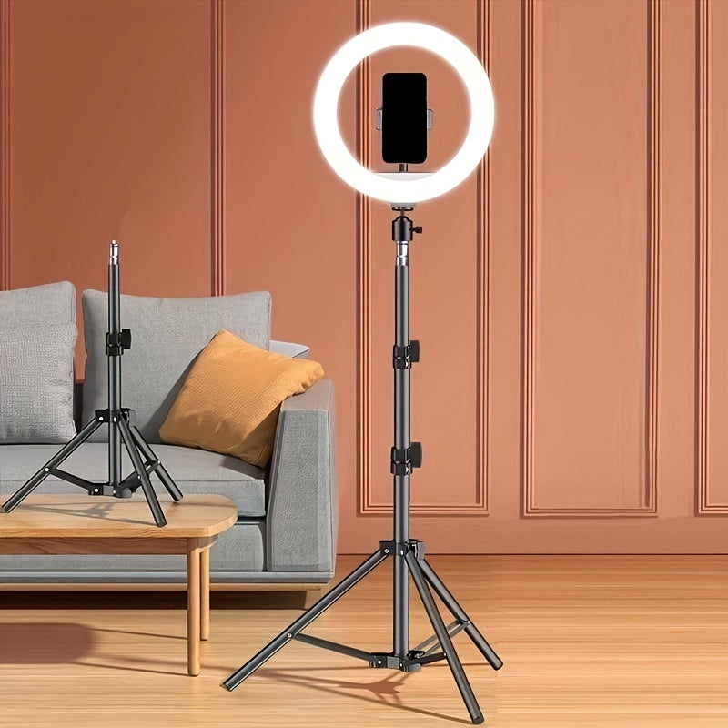 LED Ringlampa med Justerbart Stativ – Perfekt Belysning för Video