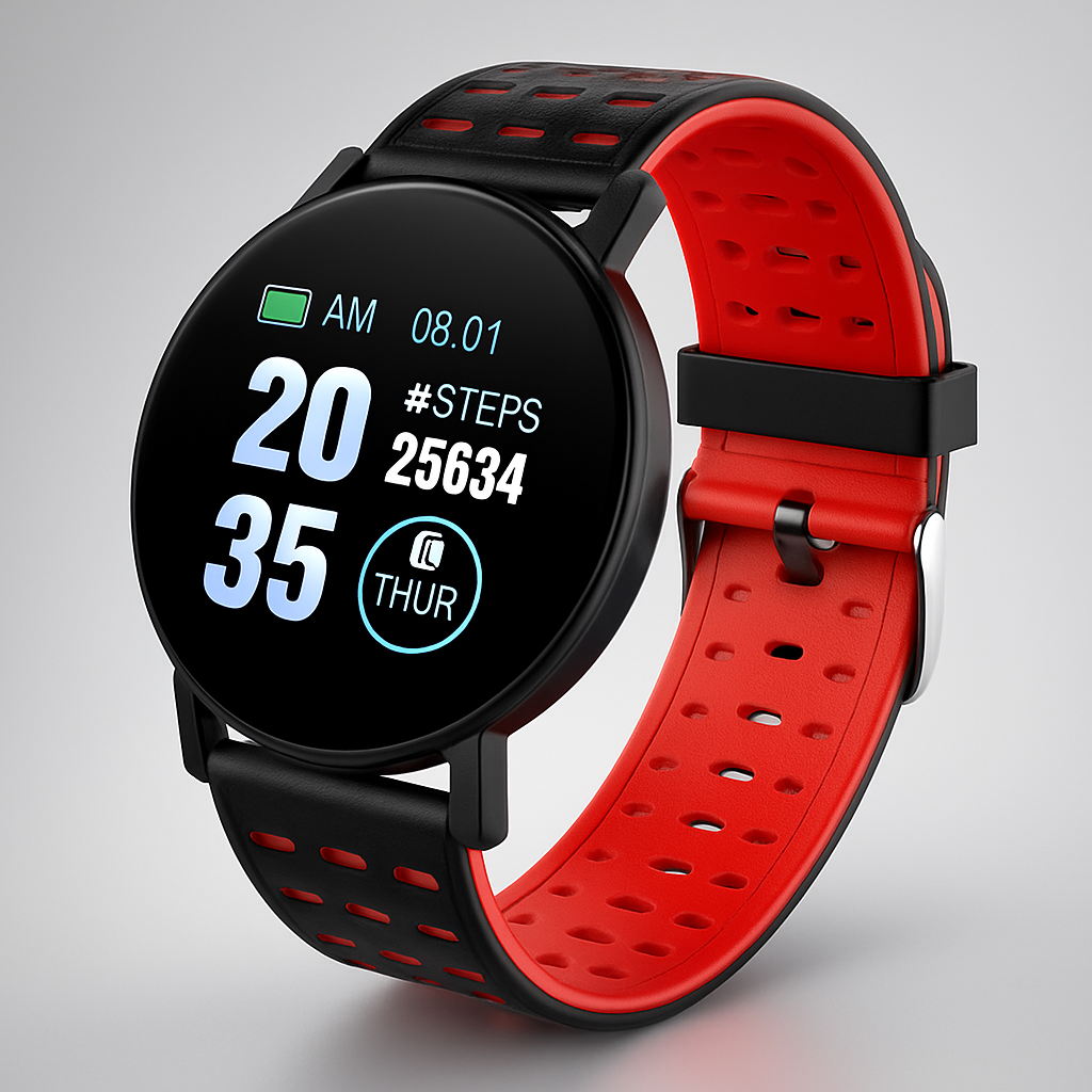 Vattentät smartwatch med fitness tracker och aktivitetsmätning