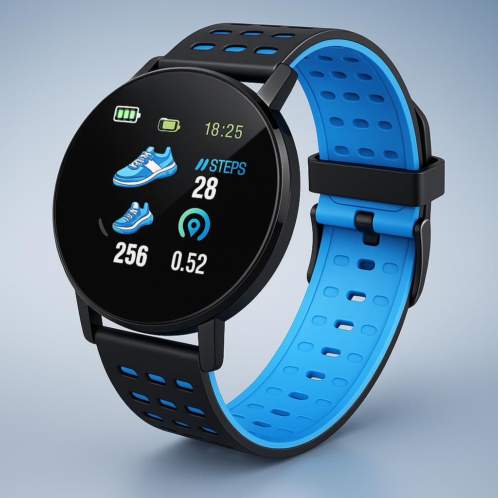 Vattentät smartwatch med fitness tracker och aktivitetsmätning